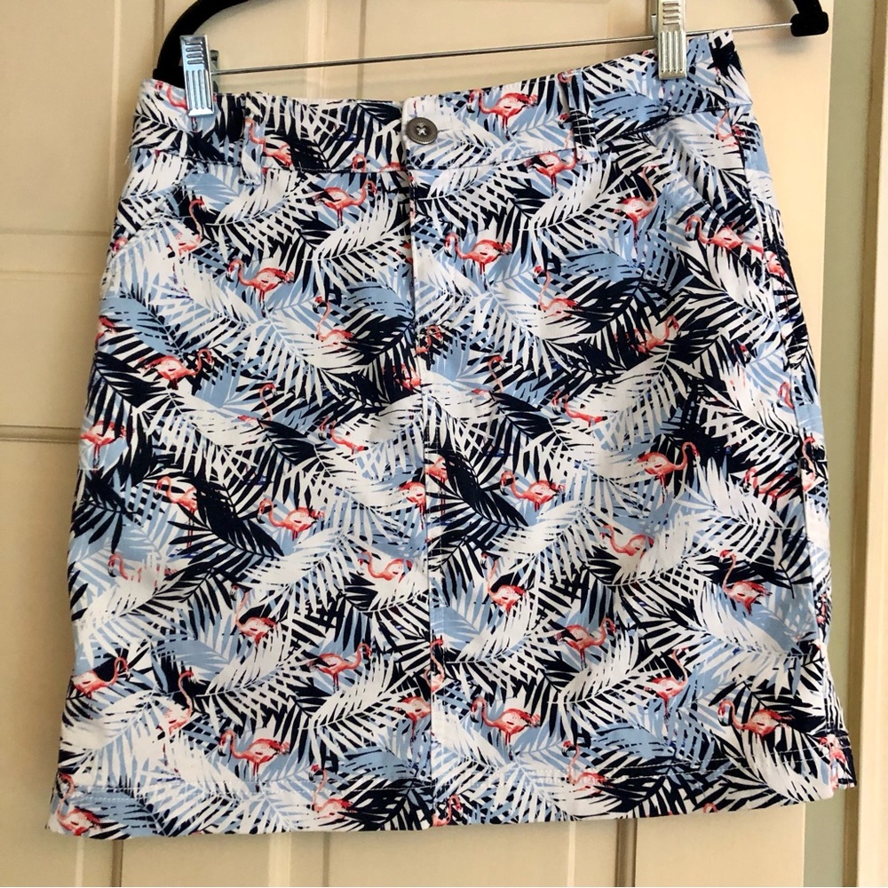 Christopher & Banks Petite Floral Print Skirt — Navy, Light Blue & Pink